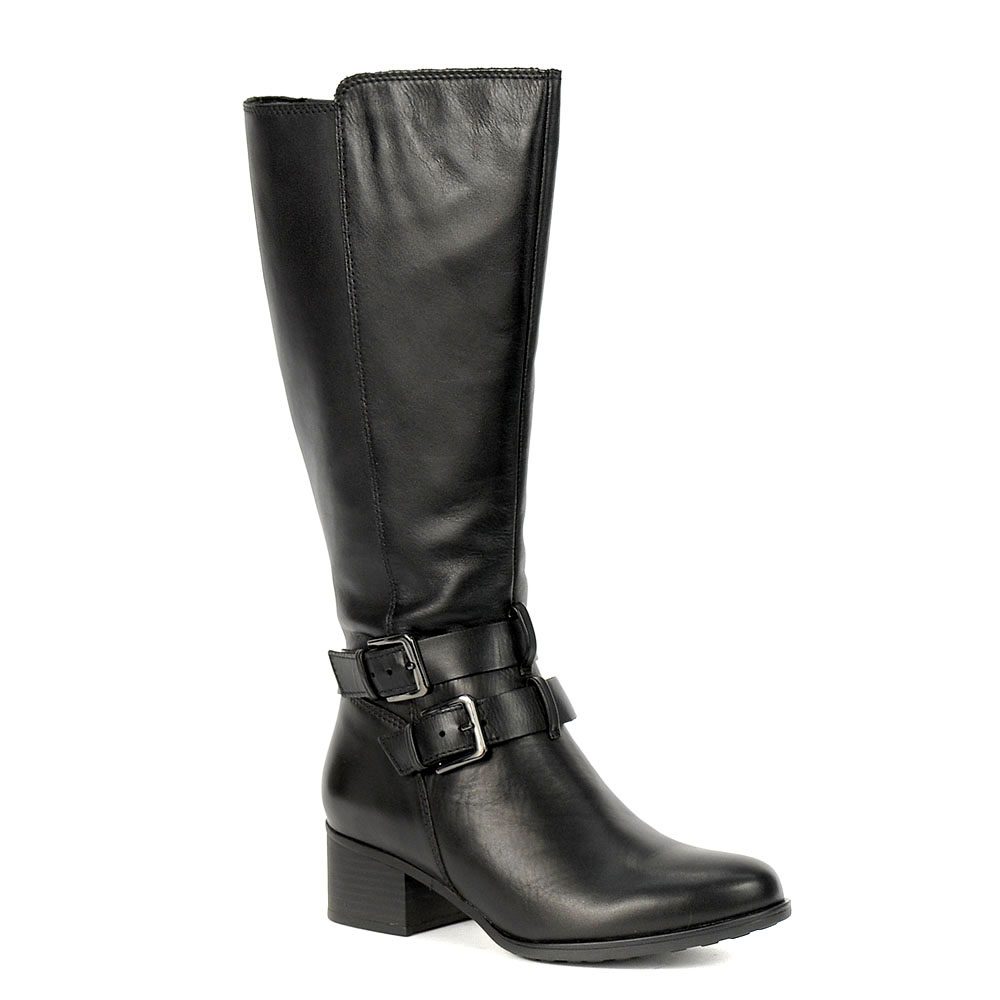 Naturalizer Women&#39;s Dale Wide Calf Waterproof Black Leather Boots EC0208456 - 0
